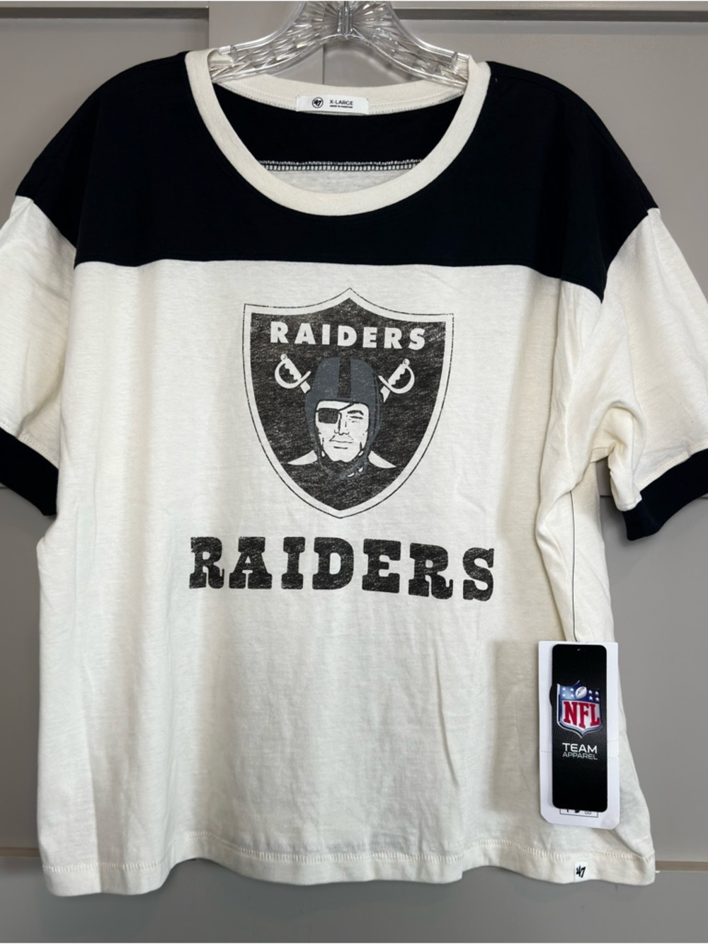 '47 NFL Las Vegas Raiders Tee Graphic Print Short Sleeve Crop Sports Women's XL